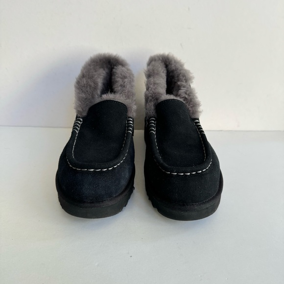 UGG WOMEN ANSLEY PARC BLACK SUEDE PLATFORM SHOES - Picture 3 of 6